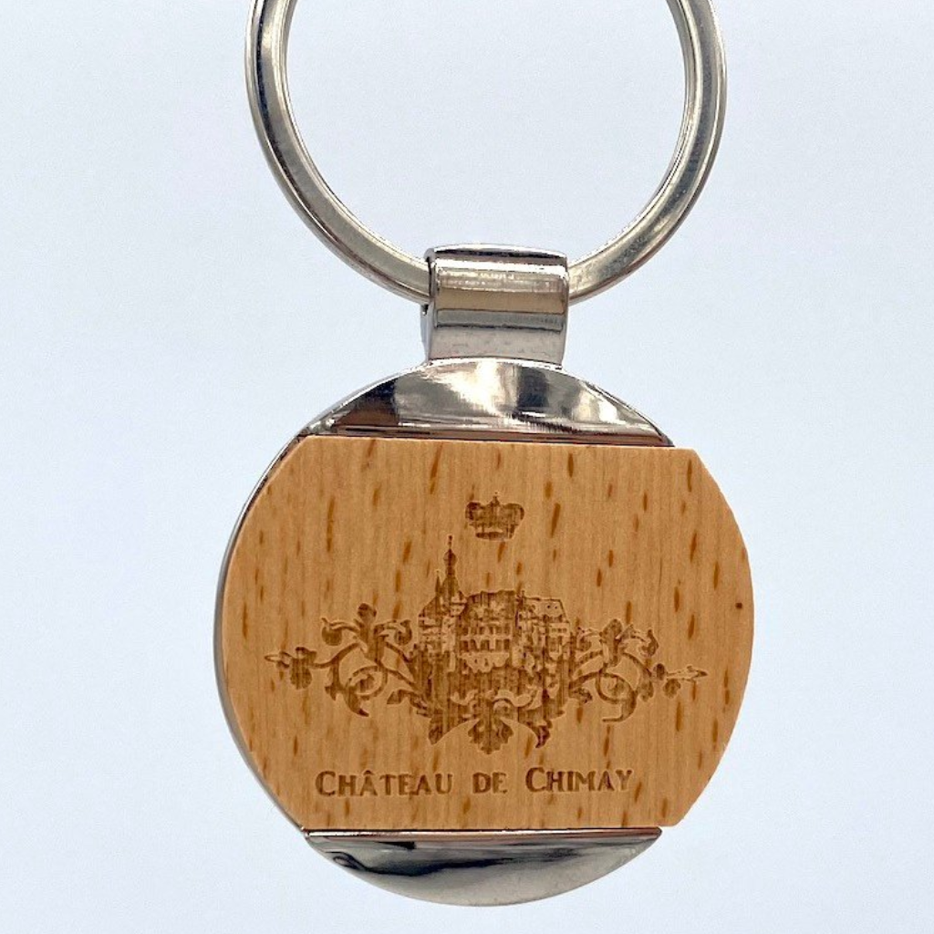 Porte-clé bois luxe gravé Château